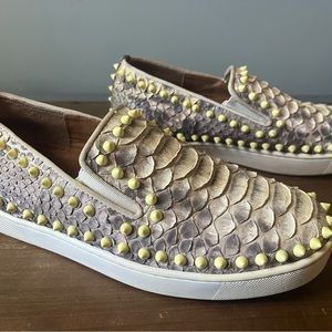 Christian Louboutin spike studded snake flats 38 7.5